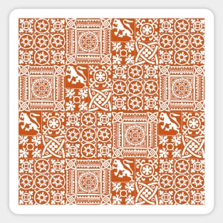 Mediaeval Tiles Pattern on Orange Sticker